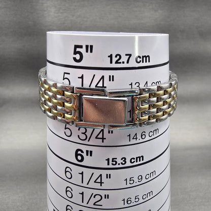 Seiko Watch Women 18mm Silver Dial Two Tone Rectangle V401-5660 New Battery VTG9