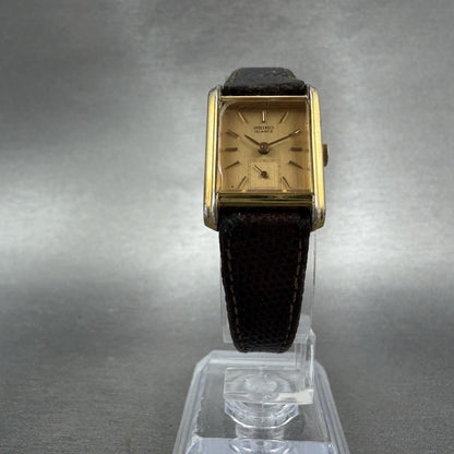 Seiko Tank Watch Women 18mm Gold Dial Gold Tone Small Seconds 1428-5160 NewBat A5