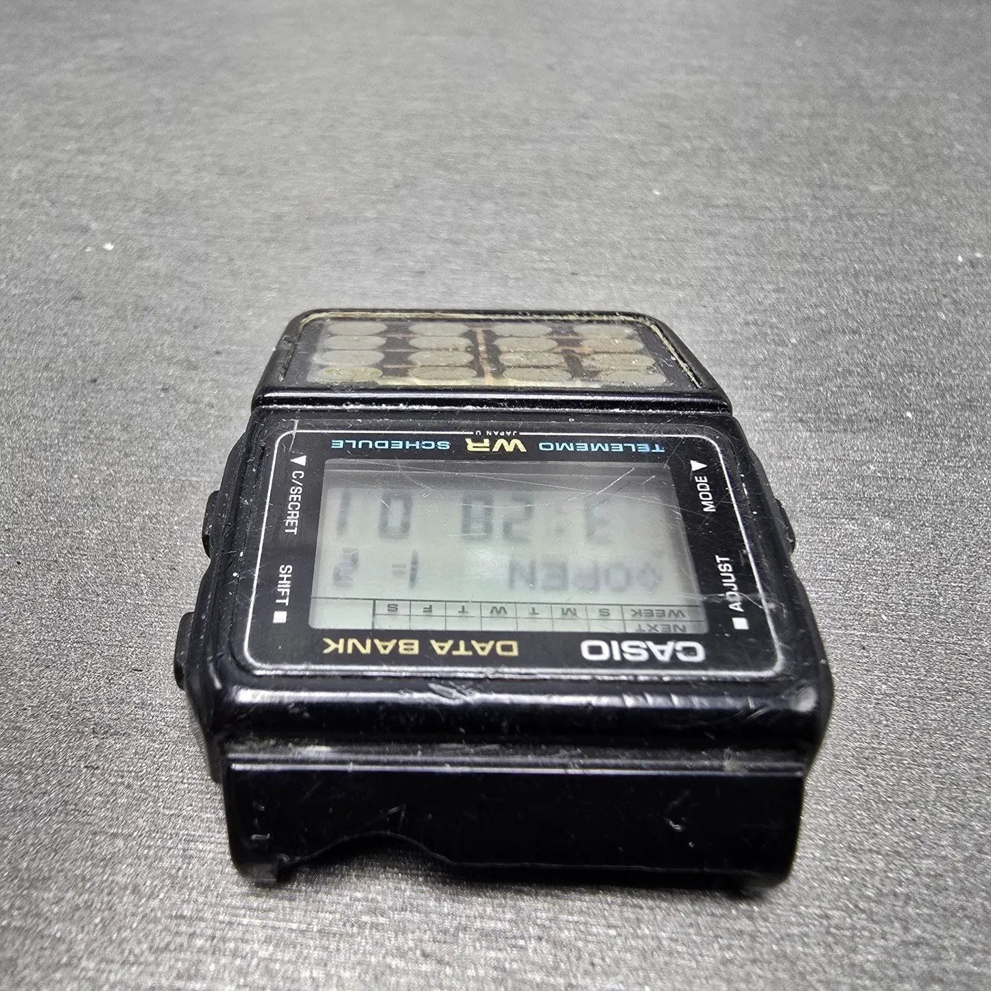 Casio DBC-61 Calculator Watch Men 33mm Digital Black Data Bank VTG PARTS5