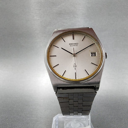 Seiko Watch Men 33mm Silver Dial Silver Tone Date 7832-8010 PARTS