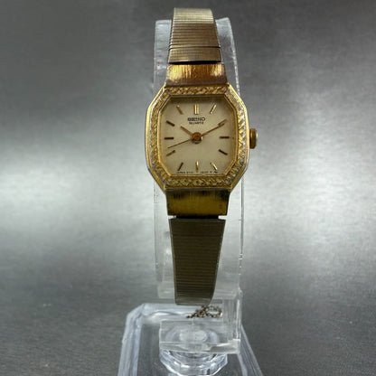 Seiko Watch Women 16mm Champagne Dial Gold Tone Octagon 2Y01-5059 New Battery KI5