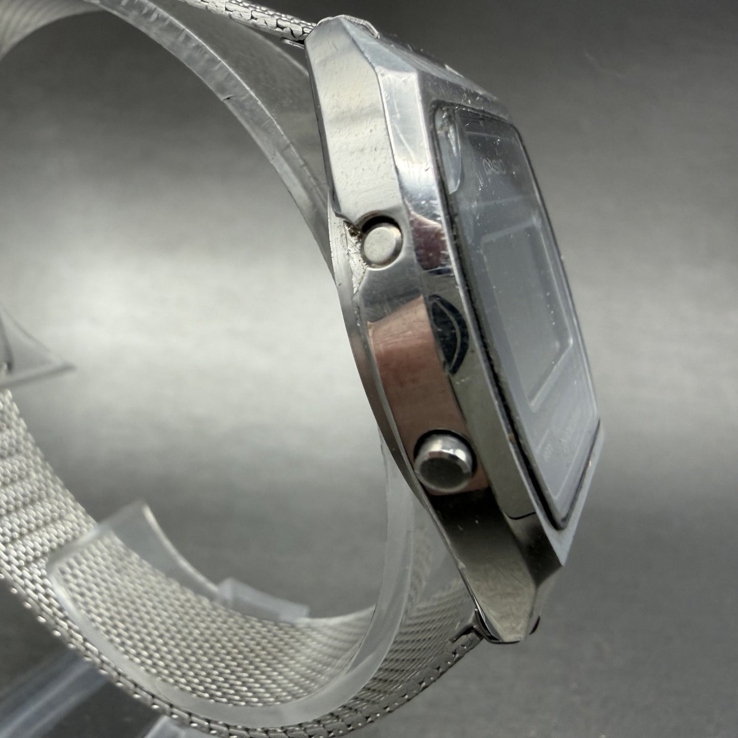 Casio W-90 Watch Men 35mm Digital Silver Tone Rectangle Chronograph VintagePARTS4