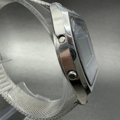 Casio W-90 Watch Men 35mm Digital Silver Tone Rectangle Chronograph VintagePARTS4