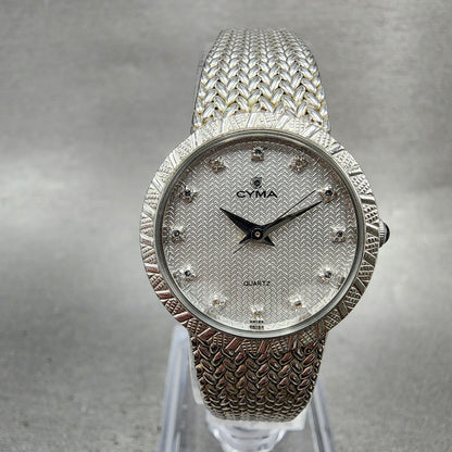 Cyma Watch Women 23mm Silver Dial Silver Tone Round 810 New Battery ABC1230
