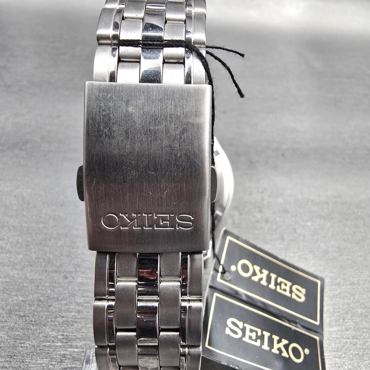 Seiko Watch Men 41mm Black Dial Silver Tone Date Round 6N42-00F0 New Battery7