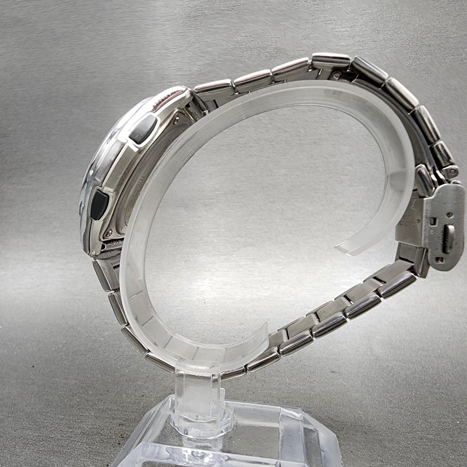 Casio Wave Ceptor Watch Men 42mm White Dial Steel Solar Analog Digital Works6