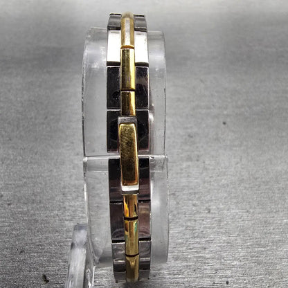 Seiko Watch Women 13mm White Dial Two Tone Rectangle 2E20-7479 New Battery VTG7