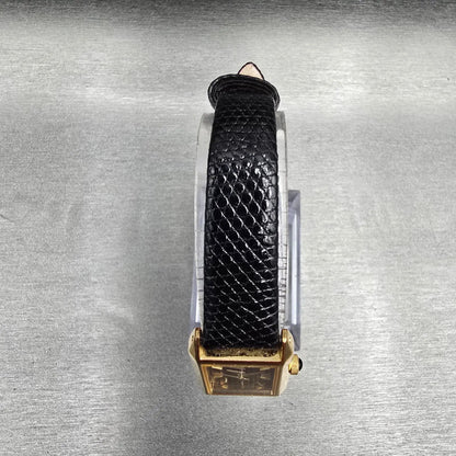 Seiko Tank Watch Women 18mm Black Dial Gold Rectangle V401-5670 New Battery4