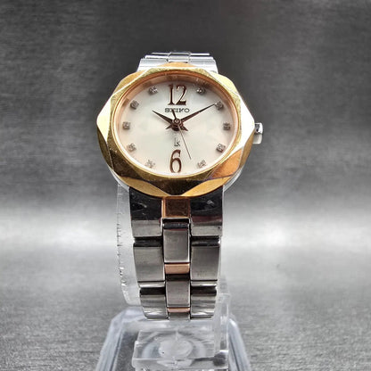 Seiko Lukia Watch Women 22mm Ivory Dial Two Tone Round 1N01-0KH0 New Battery JDM5