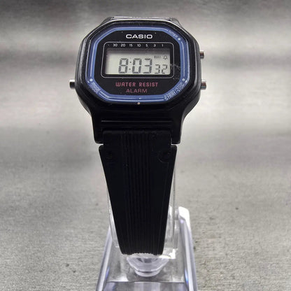 Casio LA-11W Digital Watch Women 25mm Black Blue Alarm Chronograph New Battery B5