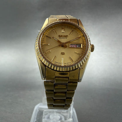 Seiko SQ Watch Women 24mm Gold Dial Gold Tone Daydate Round 3E23-0A60 NewBatt LK5