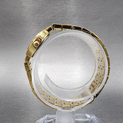 Cyma Watch Women 21mm MOP Dial Gold Tone Crystal bezel Round New Battery