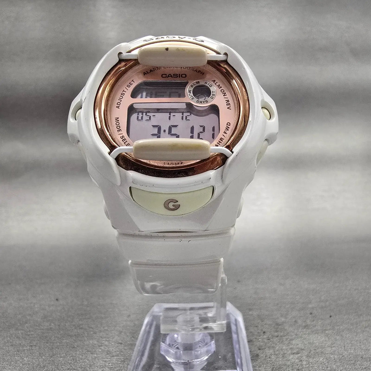 Casio Baby-G BG-169G Watch Women 43mm Rose Gold Dial White Chrono Alarm New Batt5