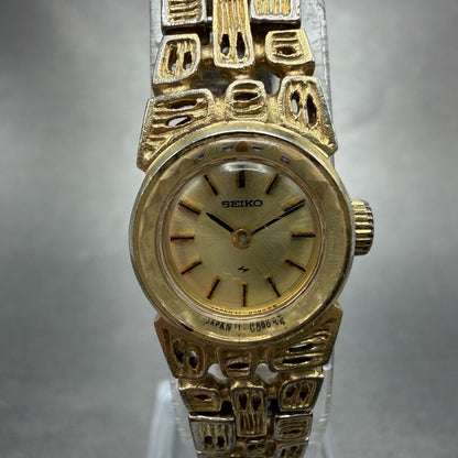 Seiko Watch Women 16mm Champagne Dial Gold Tone Manual Round 11-0549 Runs VTG0