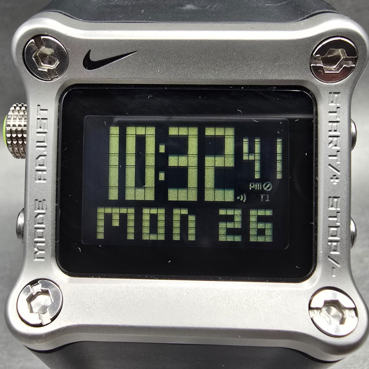 Nike Hammer Digital Watch Men 40mm Silver Black Chrono WC0021 New Battery1
