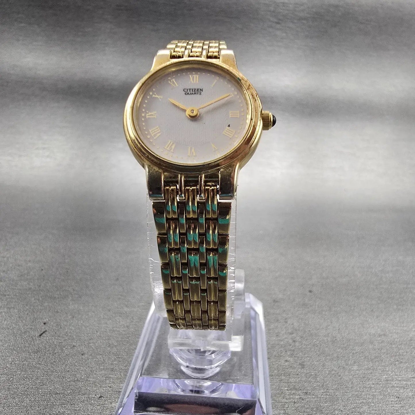 Citizen Watch Women 21mm White Dial Gold Tone Round 3220-S19538 New Battery VTG5