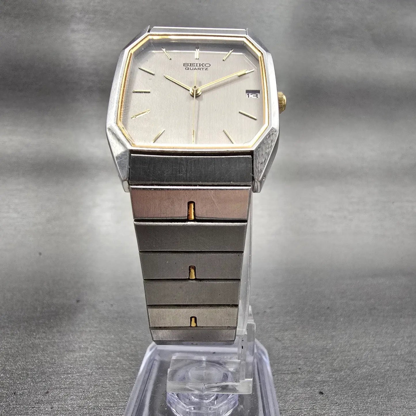 Seiko Watch Men 26mm Silver Dial Silver Tone Date Rectangle 6532-5320 New Batt5