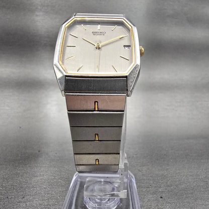 Seiko Watch Men 26mm Silver Dial Silver Tone Date Rectangle 6532-5320 New Batt5