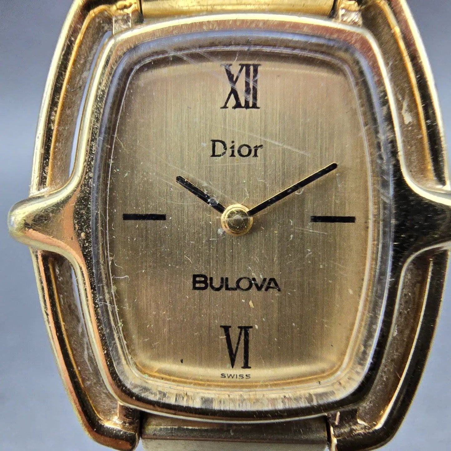 Bulova Dior Tank Watch Women 25mm Champagne Dial Gold Tone Manual PARTS Vintage2