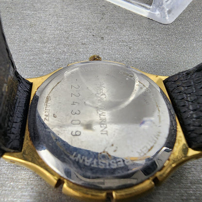 Yves Saint Laurent Watch Women 30mm White Dial Gold Tone Round New Battery10