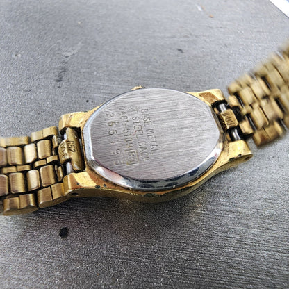 Seiko Watch Women 18mm White Dial Gold Tone Oval V4015109 New Battery VTG9
