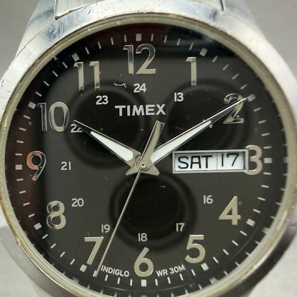 Timex South Street Sport Watch Men 36mm Black Dial Steel Daydate T2M932 NewBat1