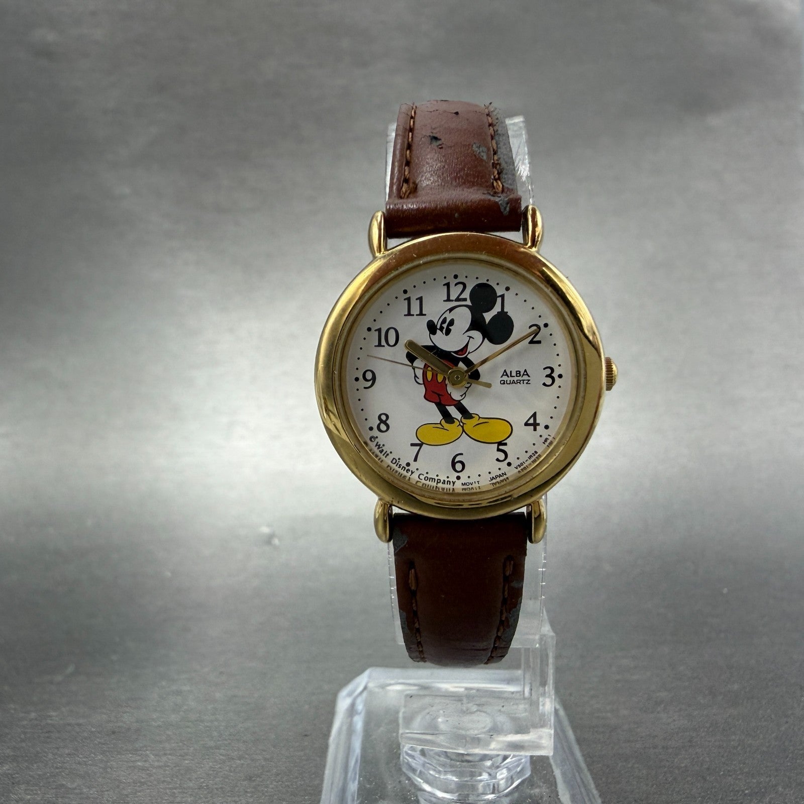 Seiko Alba Mickey Mouse Watch Women 26mm White Dial Gold Tone V501-6N10 New Batt5
