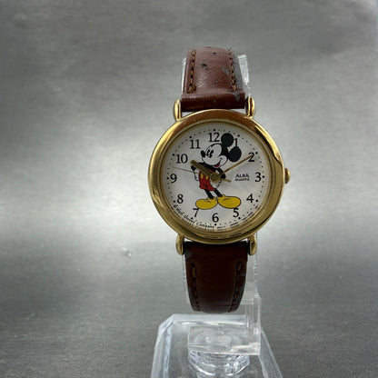 Seiko Alba Mickey Mouse Watch Women 26mm White Dial Gold Tone V501-6N10 New Batt5