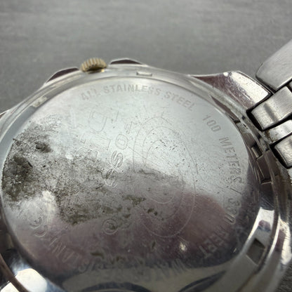 Fossil Dive Watch Men 40mm Champagne Dial Two Tone Date Round AM-3639 New Batt9