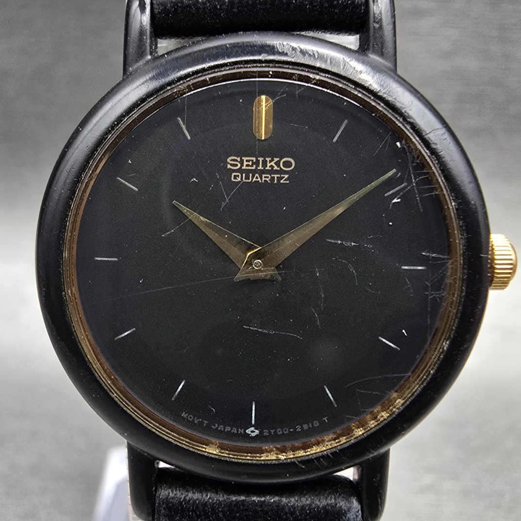 Seiko Watch Women 24mm Black Dial Black Tone Round 2Y00-0G49 New Battery JP1