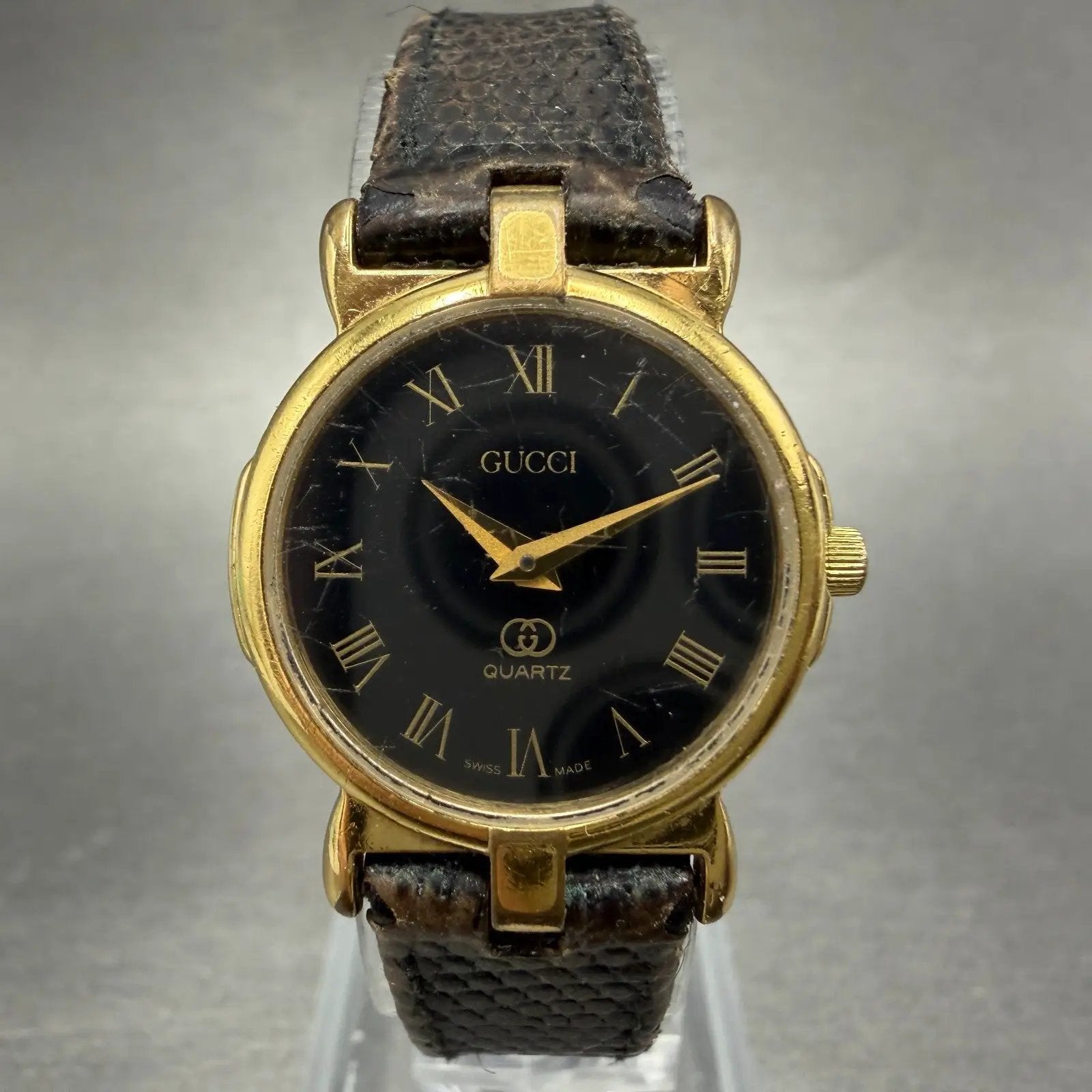 Gucci 3400L Watch Women 22mm White Dial Gold Plated Round New Battery VTG0