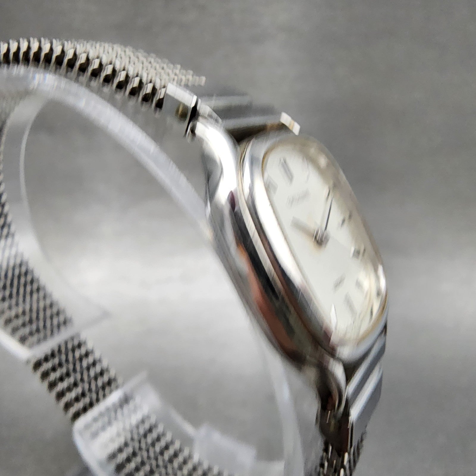 Seiko Exceline Tank Watch Women 21mm Silver Dial Silver Tone 3f315a00 New Batt3