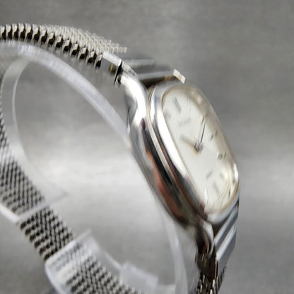 Seiko Exceline Tank Watch Women 21mm Silver Dial Silver Tone 3f315a00 New Batt3