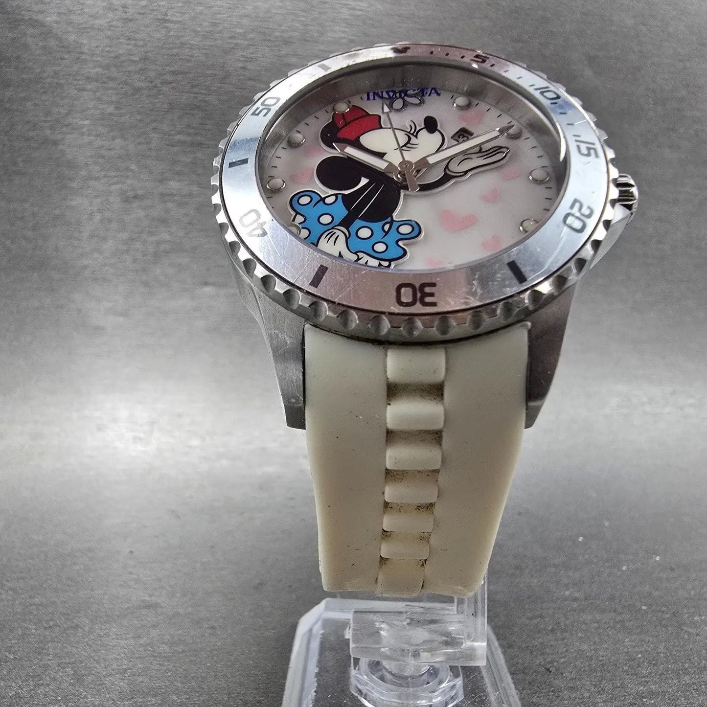 Invicta Minnie Mouse Dive Watch Women 40mm MOP Dial Steel Date 39526 New Battery5