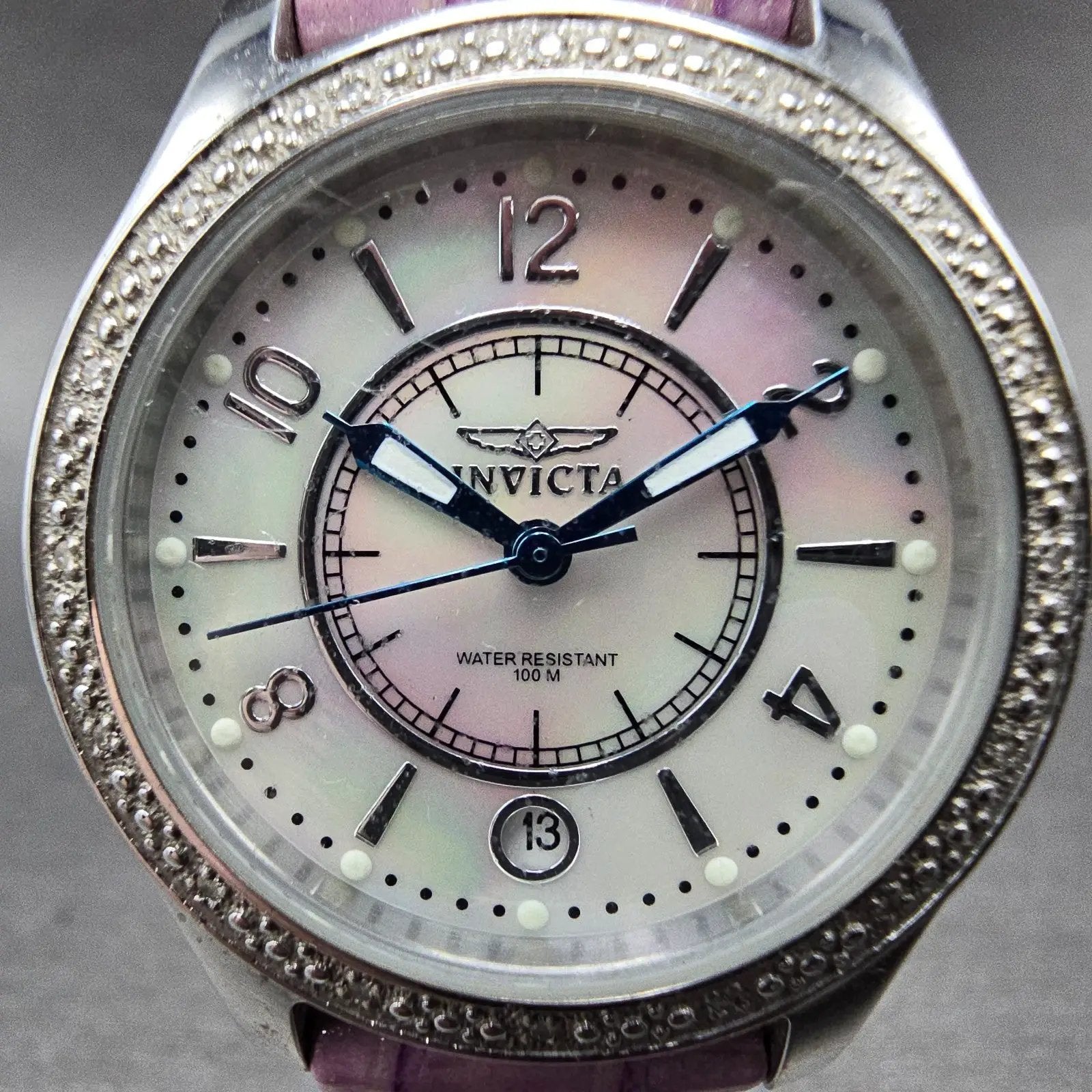 Invicta Watch Women 33mm MOP Dial Silver Tone Date Round 5992 New Battery1