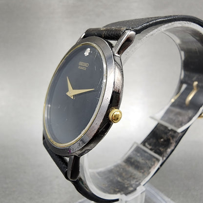 Seiko Watch Men 34mm Black Dial Black Tone Round 7n00-8a49 New Battery