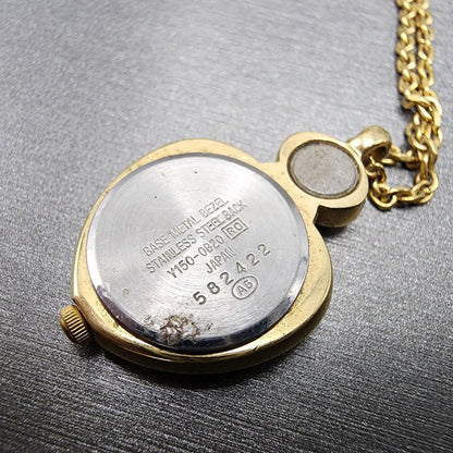 Alba Heart Necklace Watch Women 20mm Champagne Dial Gold Tone Y150-0B20 New Batt