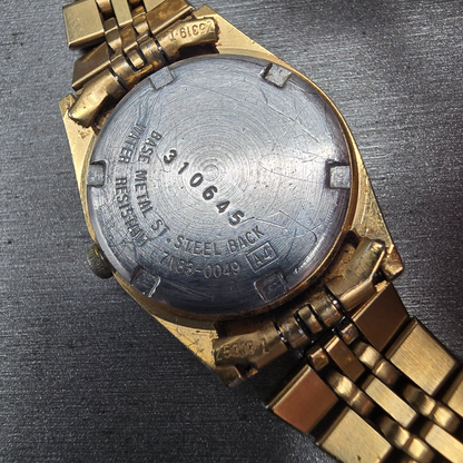 Seiko Womens Watch 24mm Gold Dial Gold Tone Daydate Round 7N83-0049 New Battery10