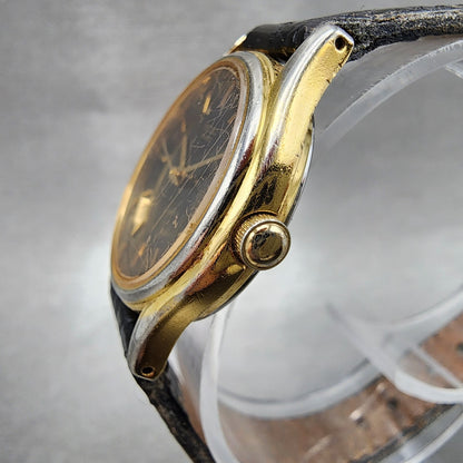 Seiko Watch Women 25mm Black Dial Gold Tone Date Round 7n820100 New Battery2