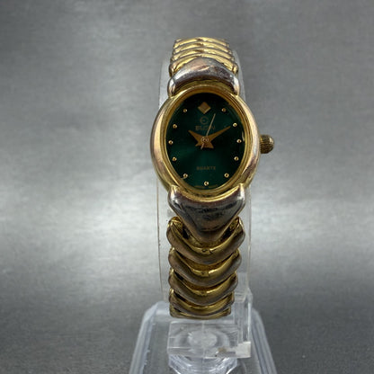 Elgin Watch Women 17mm Green Dial Gold Tone Oval New Battery 5Y305