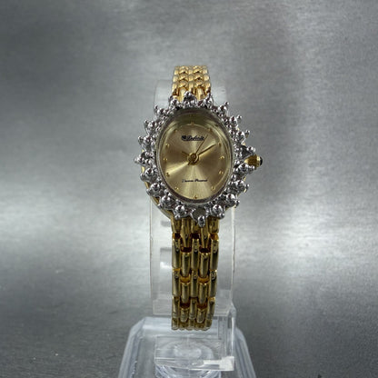 Lucien Piccard Dufonte Watch Women 18mm Champagne Dial Gold Diamond Bezel NewBat5