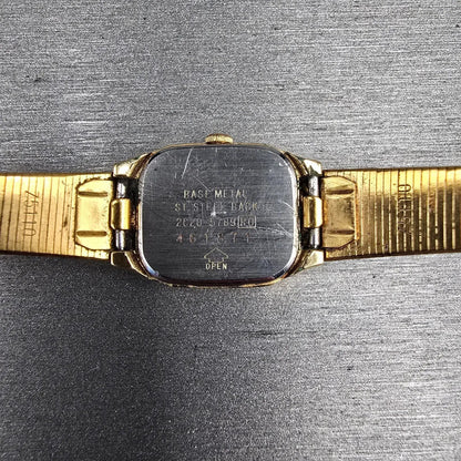Seiko Watch Women 17mm Brown Dial Gold Tone Rectangle 2C20-5789 New Battery JP5410