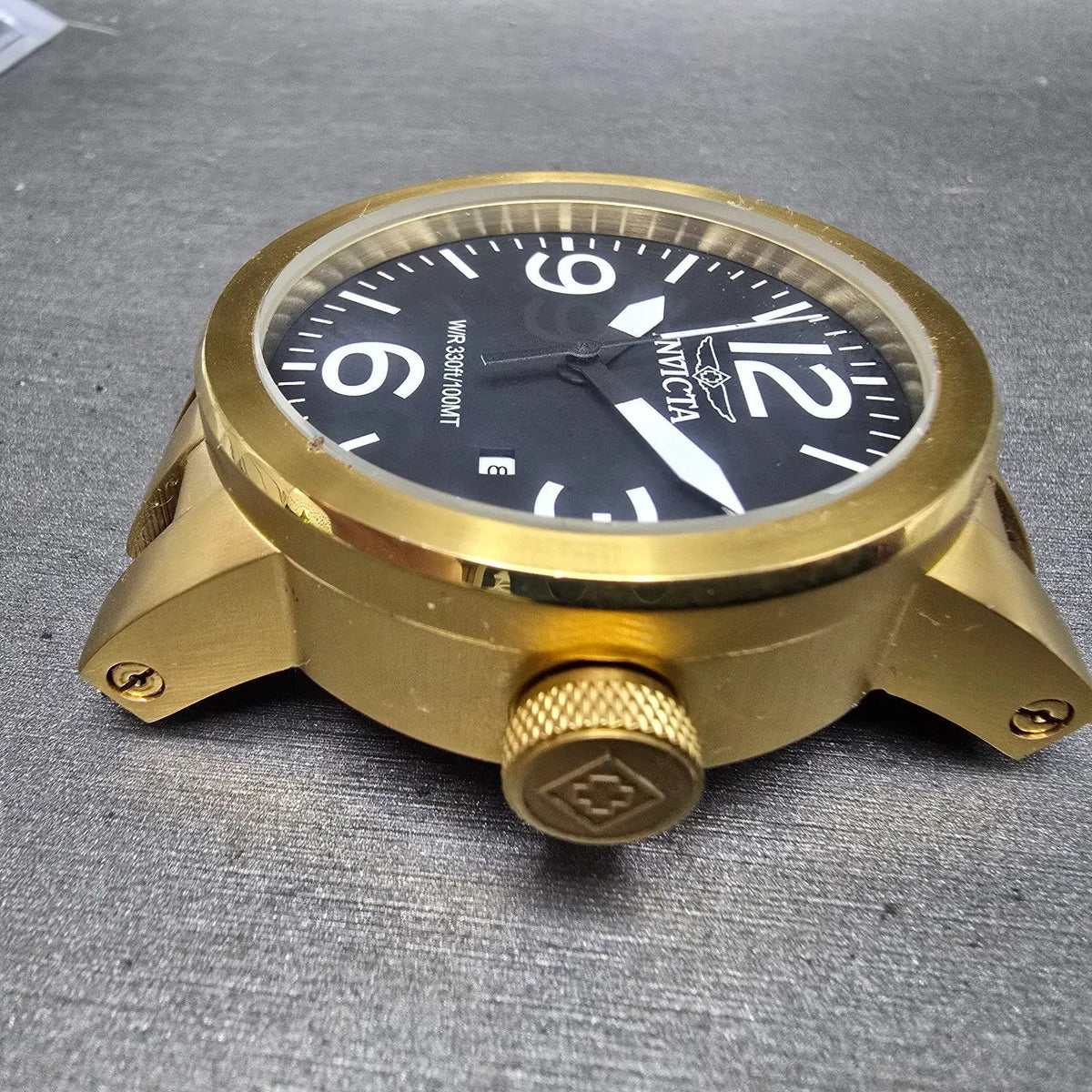 Invicta I Force Watch Men 46mm Black Dial Gold Tone Date Round 0852 New Batt5