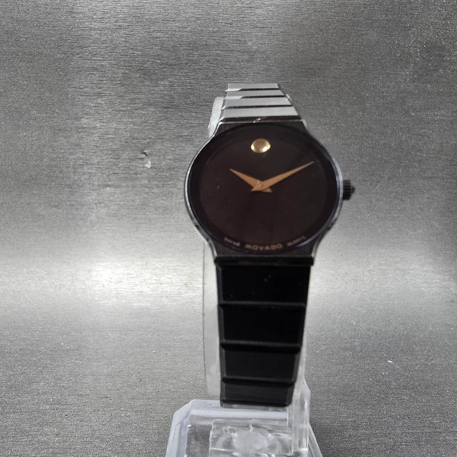 Movado Museum Watch Women 23mm Black Dial Black Tone Round 84-40-881-A New BattM5