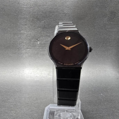 Movado Museum Watch Women 23mm Black Dial Black Tone Round 84-40-881-A New BattM5
