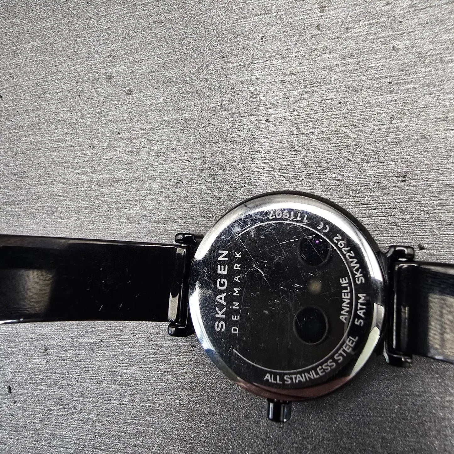 Skagen Annelie Watch Women 25mm MOP Dial Black Tone Gemmed Round SKW2792 New Bat10