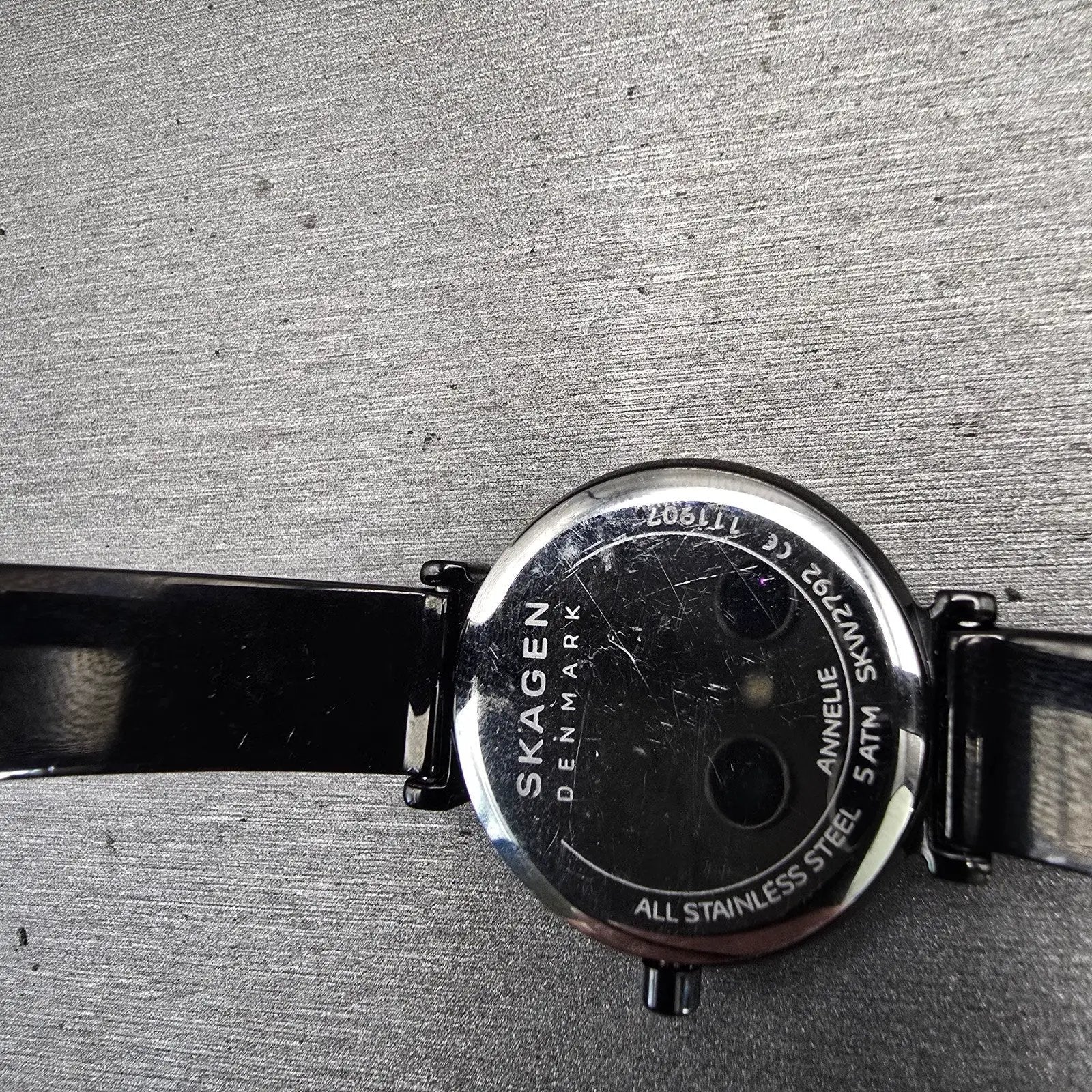 Skagen Annelie Watch Women 25mm MOP Dial Black Tone Gemmed Round SKW2792 New Bat10