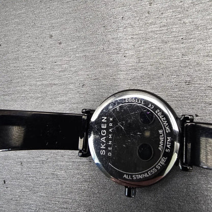 Skagen Annelie Watch Women 25mm MOP Dial Black Tone Gemmed Round SKW2792 New Bat10