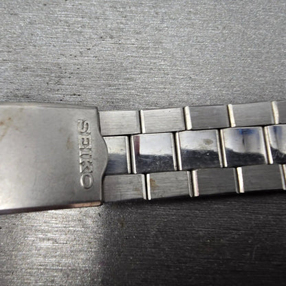 Seiko Bracelet 7mm Stainless Steel Silver Tone Tri Folding Clasp Vintage2