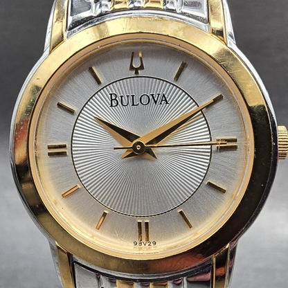 Bulova Watch Women 27mm Silver Dial Two Tone Round 98V29 New Battery1